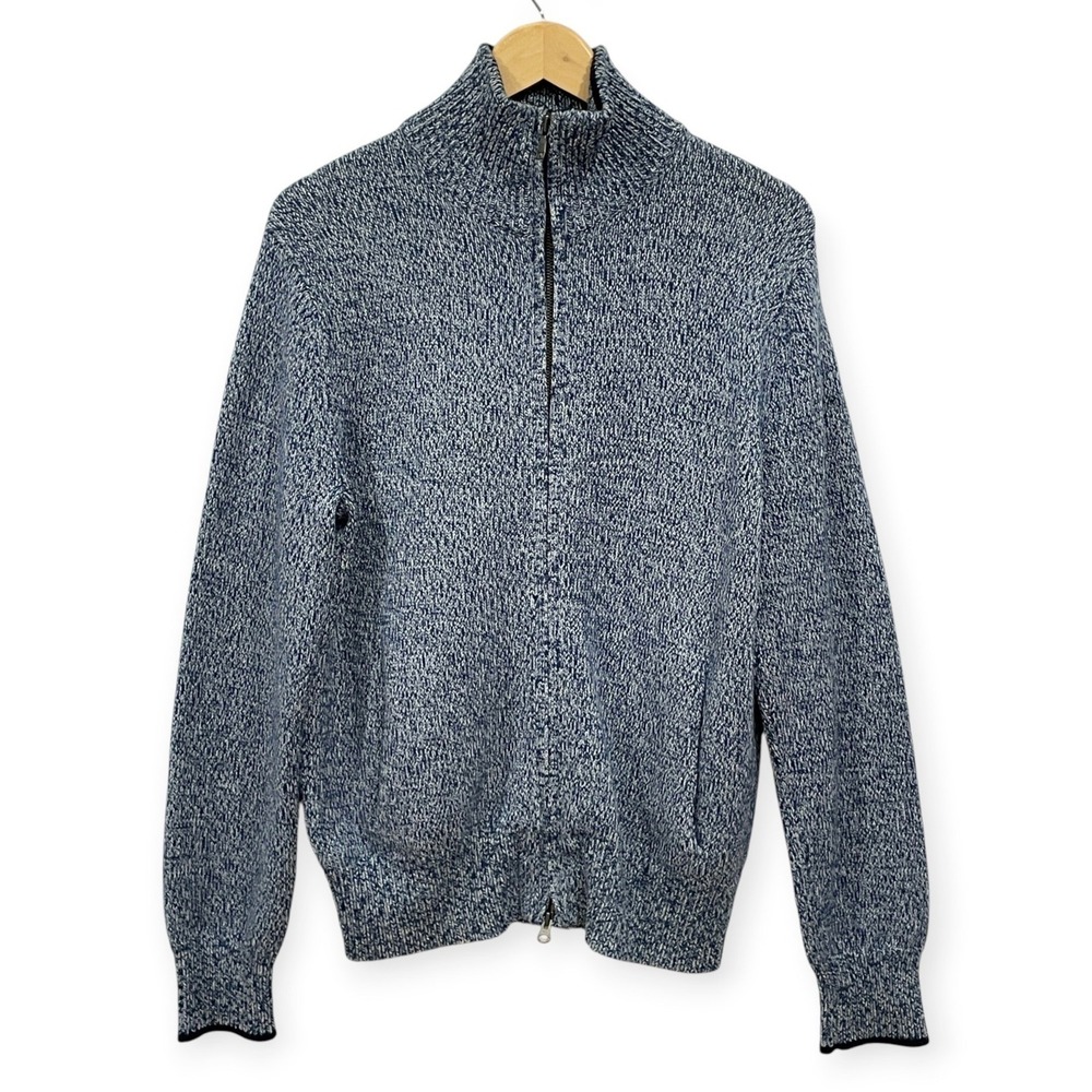 Banana Republic Blue Marled Zip Up Cardigan Sweater Mens M Heritage Preppy Coast